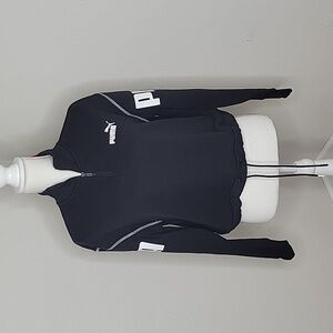 Puma Power Black Half-Zip Crew Pullover with White Accents
